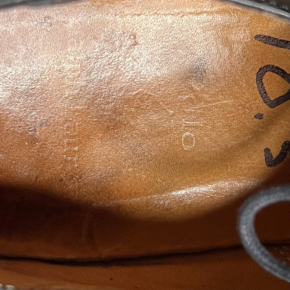 Polo Ralph Lauren Mens Black Leather Cap Toe Brogue Oxford Dress Shoes 10.5 D‎